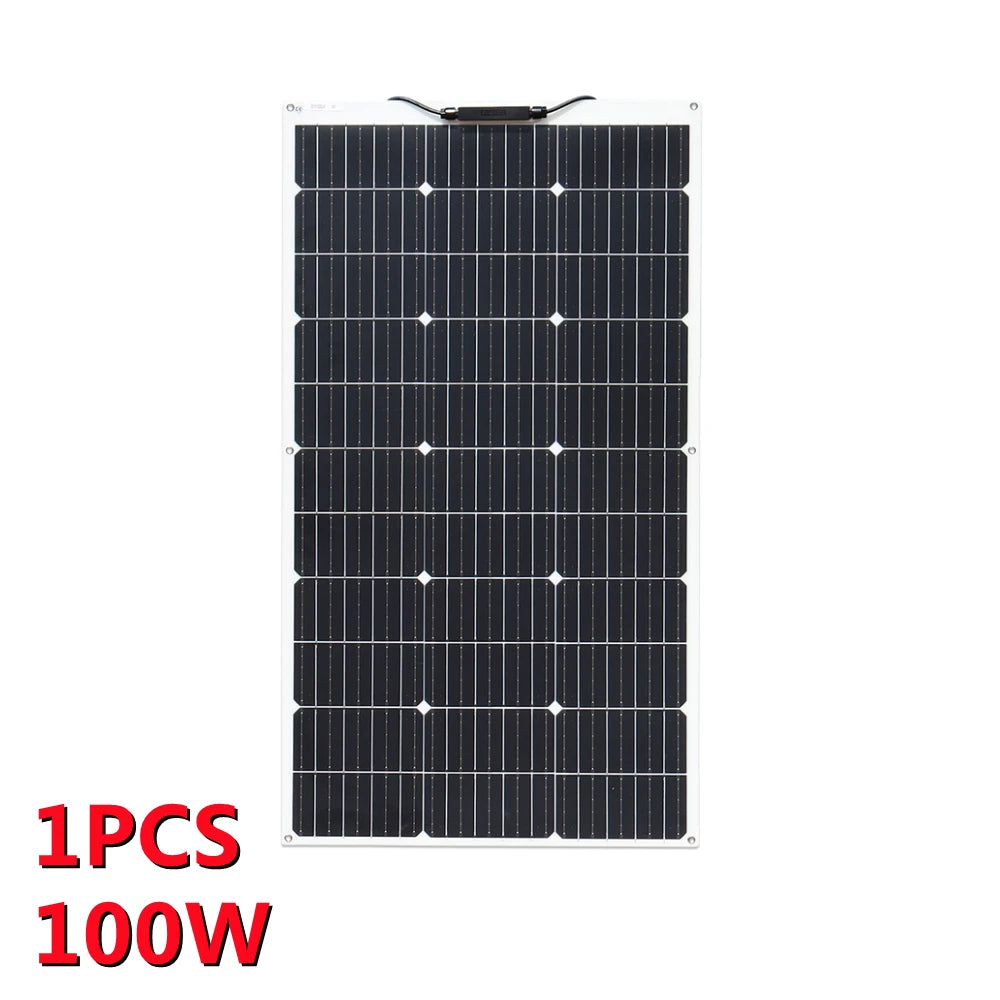 1000W Solar Panel Flexible Monocrystalline Solar Cell 1~10PCS 100 Watt PV Module 12V 24V Photovoltaic Off Grid System 200w 300w
