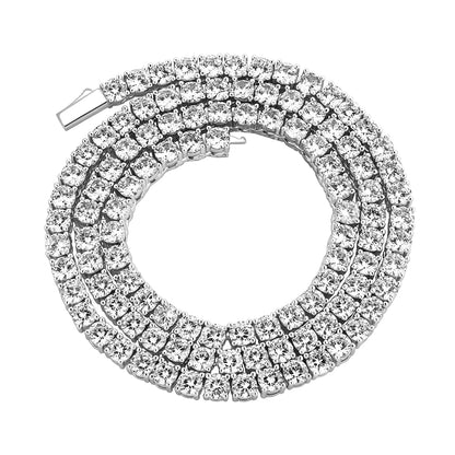 TOPGRILLZ New 925 Sterling Silver 3-6mm Tennis Chain with Spring Clasp Iced Out CZ Necklace Hip Hop Jewelry For Men Women