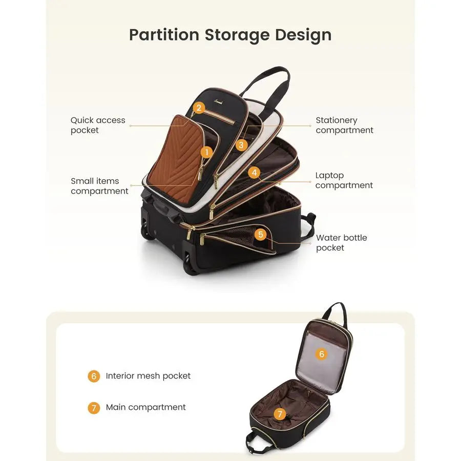 Carry On Luggage with Wheels, Lightweight Stylish Under Seat Luggage, Soft Sided Small Personal Item Suitcase for Travel