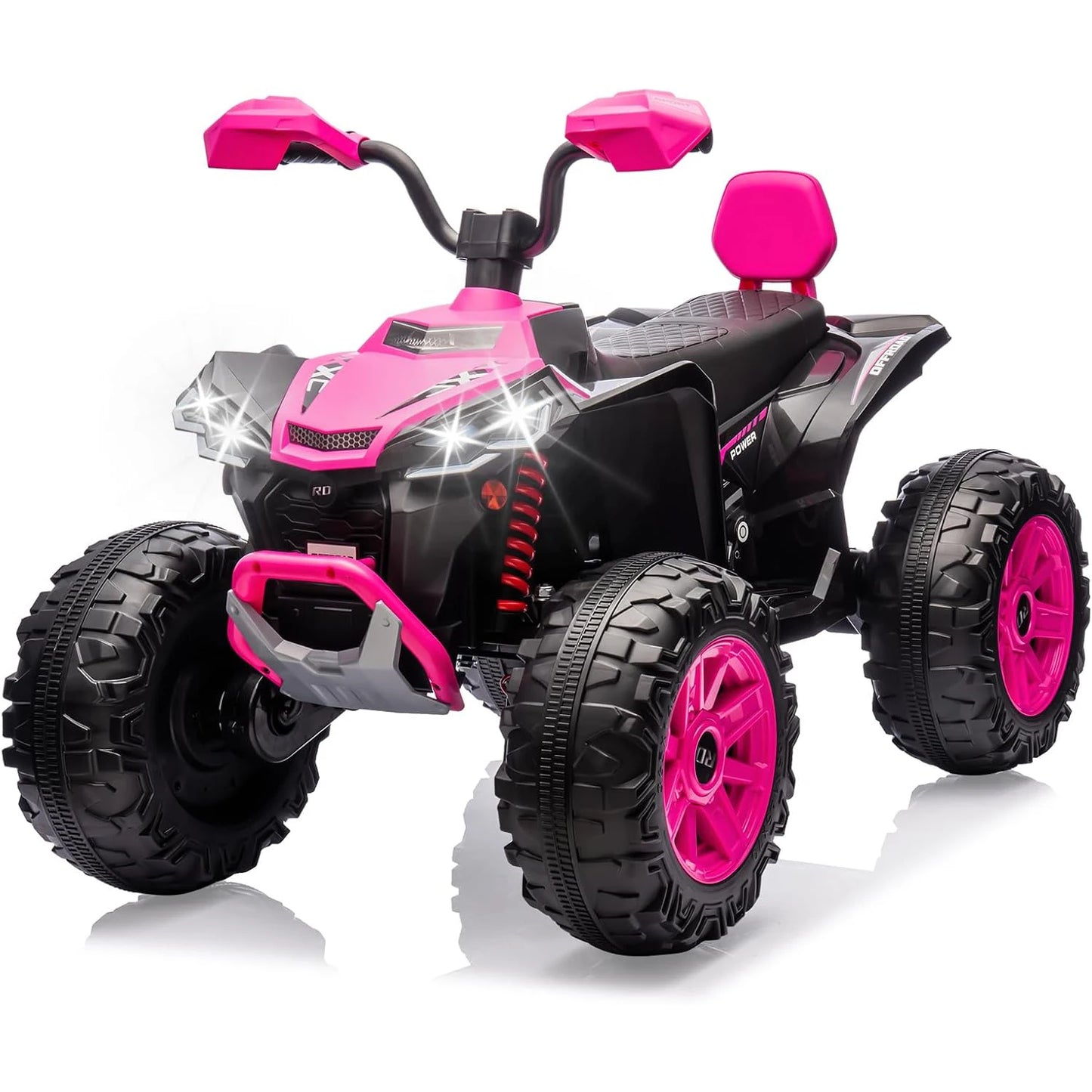 24V Kids Electric ATV Car 2 Seater Ride on Car with Dual 550w Motor Off-Road 4 Wheeler LED Lights Music Player 110 Lb Capacity
