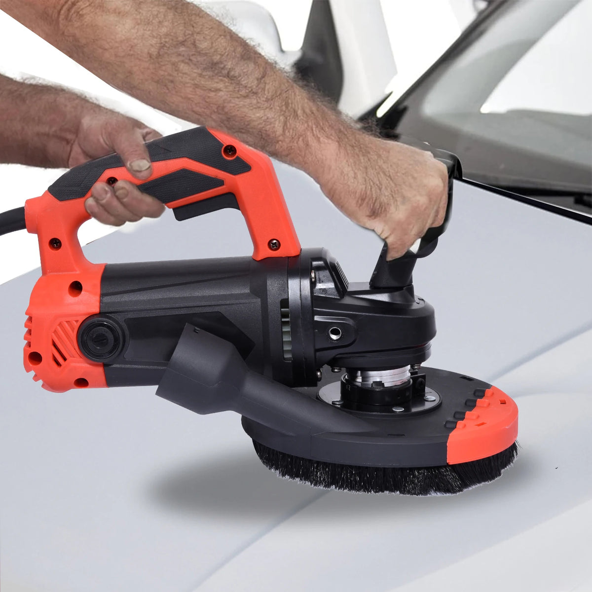 Concrete Grinder 150mm 1800W Variable Speed Wall Sander with Dust Shroud and Auxiliary Handle, 6 Speed Adjustable Concrete Floor Grinder Kit Diamond Cup Wheel for Cement Wall Marble Stone Grinding Polishing