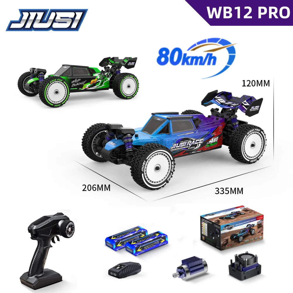 JIUSI WB12 PRO 1:12 Brushless RC Car 80km/h 4WD High Speed Off-road Drift Vehicle 2.4G Remote Control Racing Car Toys As Gift