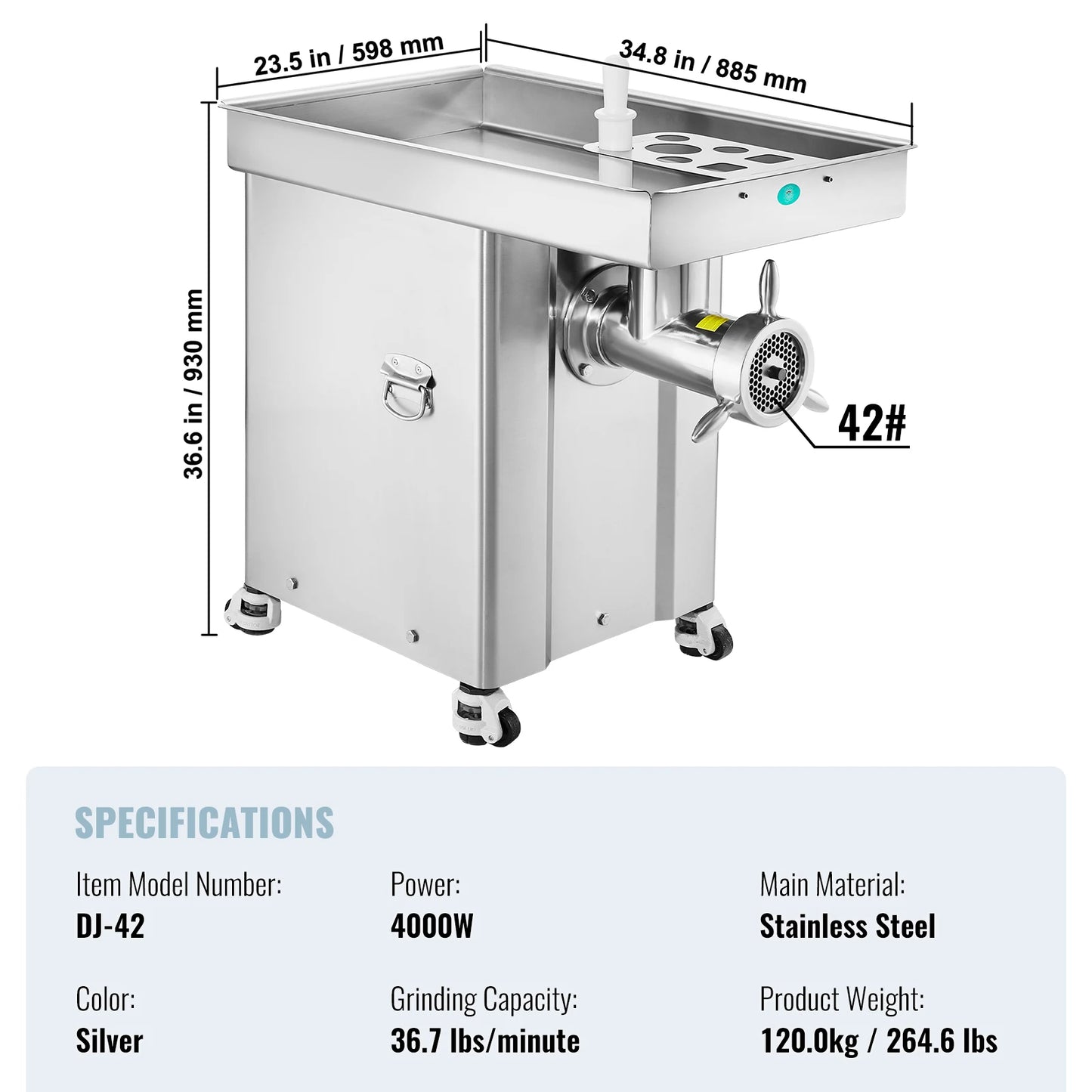SucceBuy Meat Grinder 22 Lbs/Min Capacity Electric Meat Grinders w/ Blade Grinding Plate Sausage Maker for Kitchen Home Use