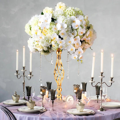 20 Pcs Metal Flower Arrangement Stand Wedding Flower Centerpieces Stand Elegant Metal Flower Vase Candelabra Candle Holder