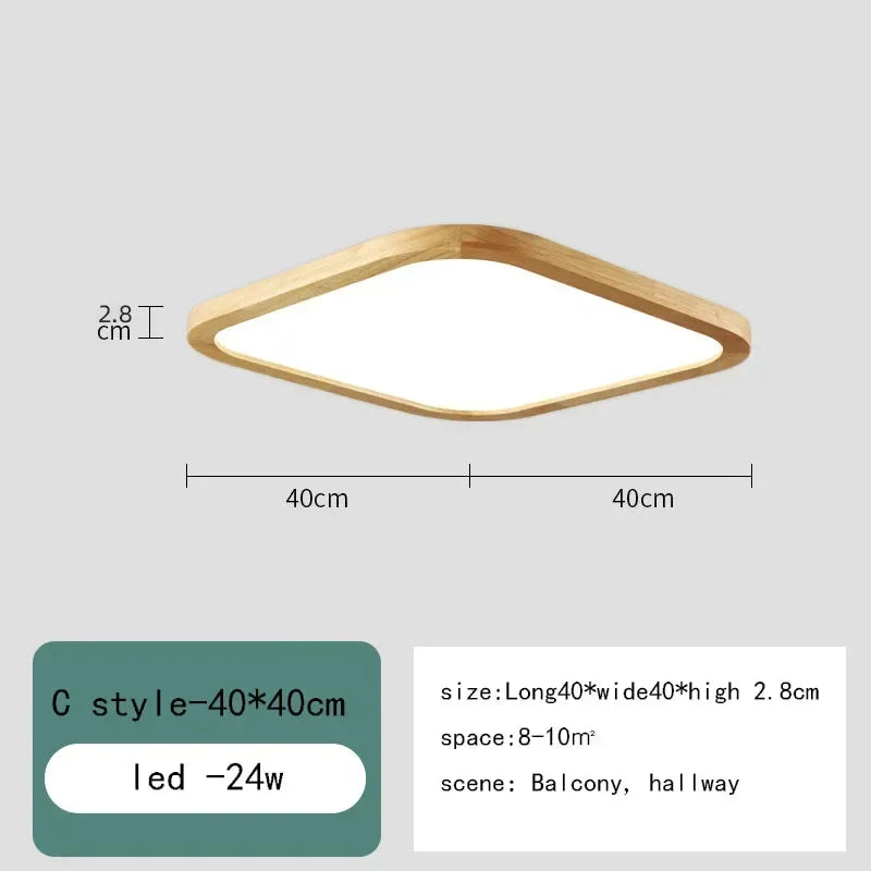 Solid wood LED ceiling light simple wooden design living room master bedroom dining room balcony new lighting fixtures