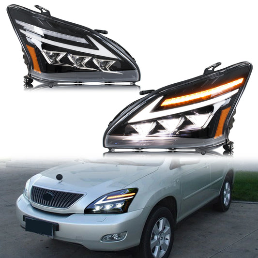 LED Headlights for Lexus RX330 RX350 RX400h 2004-2009 DRL Sequential Turn Signal Front Lamps Pair Assembly [Not Fit AFS]