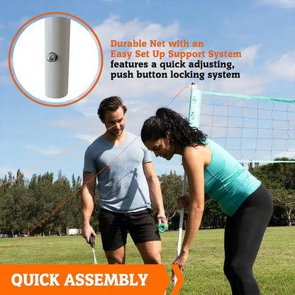 20' Outdoor Volleyball and Badminton Set with Adjustable Steel Poles and Accessories， shuttlecock