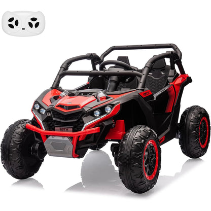 24V 2-Seater Kids Ride on Car with Remote Control 4WD Electric Truck Off-Road UTV with 4-Wheel Shock Absorber, LED Lights, Music