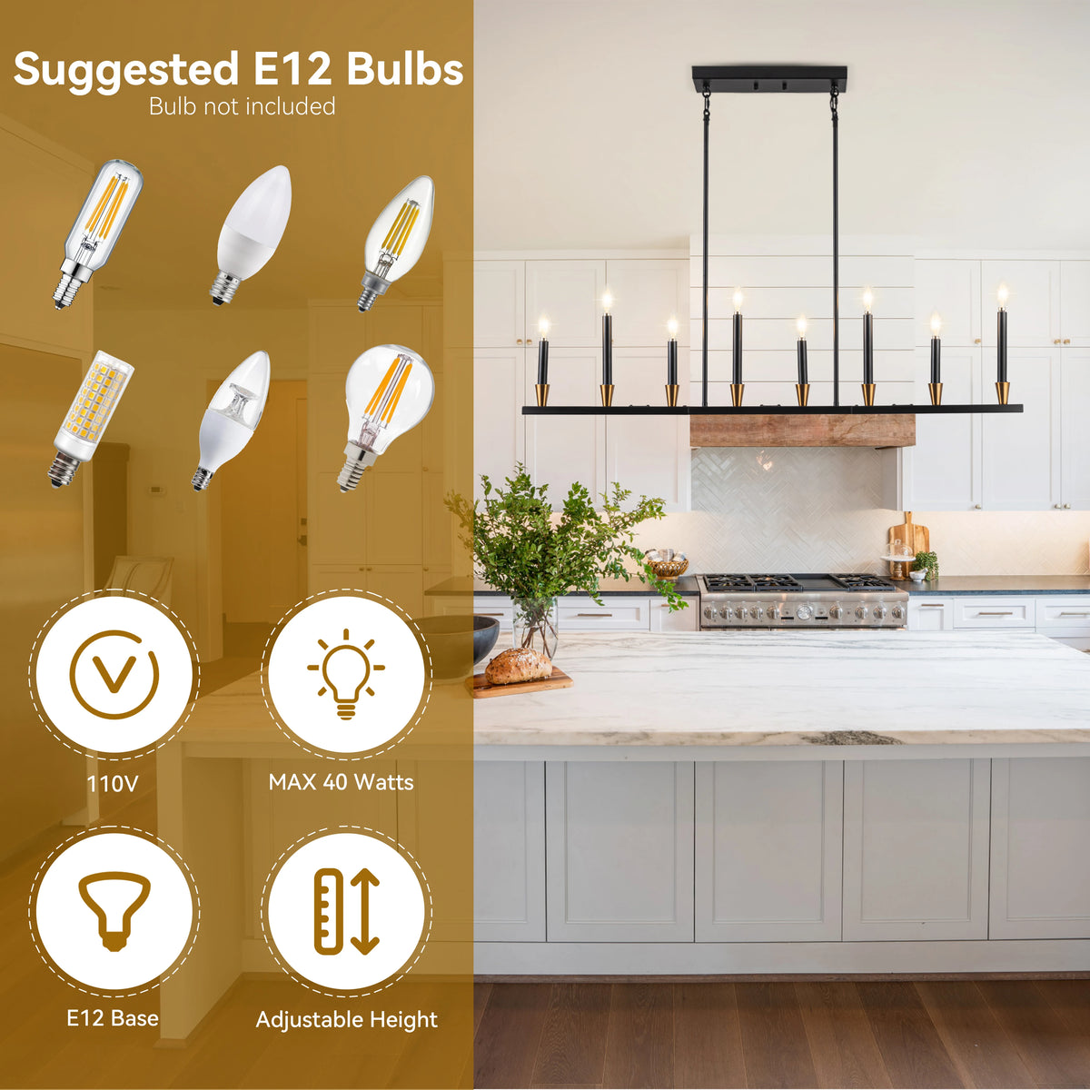 8 Light Dining Room Black Chandelier Kitchen Island Lighting Lights Fixture Farmhouse Chandeliers For Coffe Shop Bar