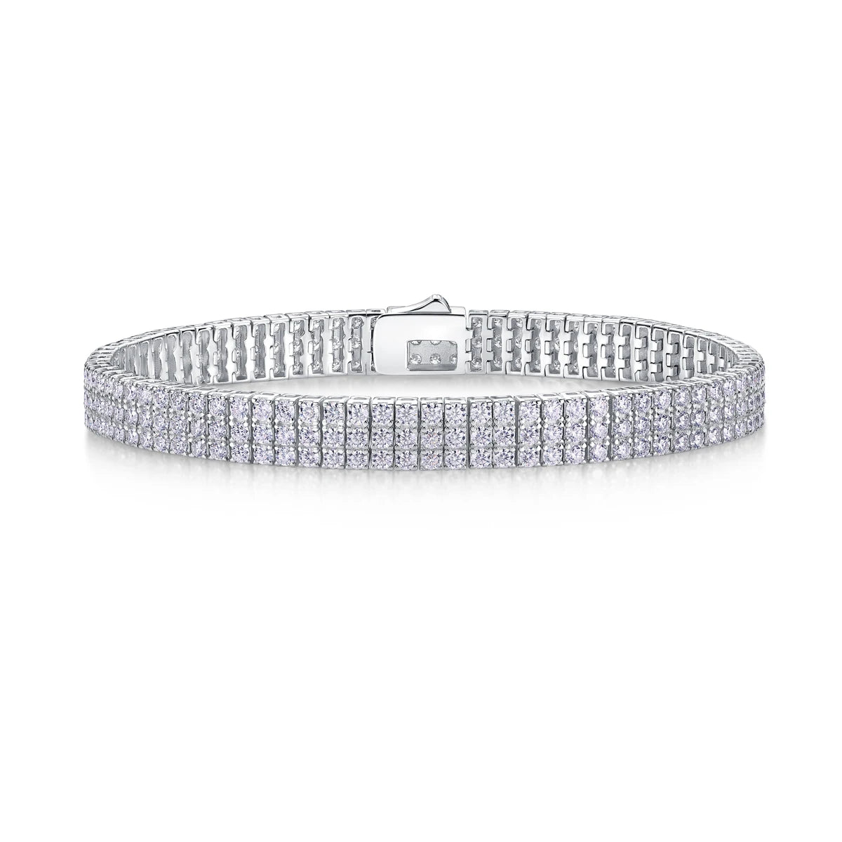 JIUZUAN Moissanite Tennis Bracelet Square Design 925 Silver 18K Gold Plated for Women Jewelry Gift Comes with GRA Certificate