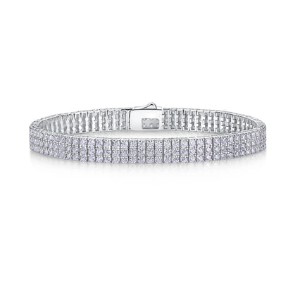 JIUZUAN Moissanite Wide Tennis Bracelet 925 Sterling Silver 18K Gold Plated Statement Jewelry for Party Gift for Women