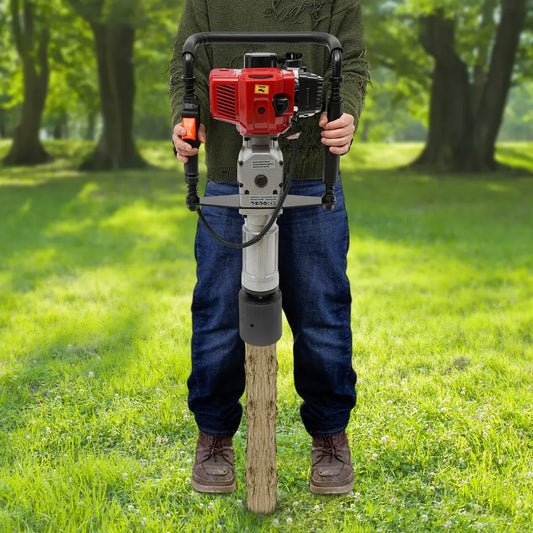 Gas Powered T-Post Driver 52CC Fence & Farm Push Pile Air Cooling & Hand Pull Start