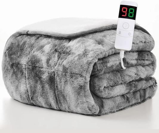 50x60 Heated Weighted Blanket - 10lbs Fast Heating, 10 Levels, Auto Off Timer, Overheat Protection