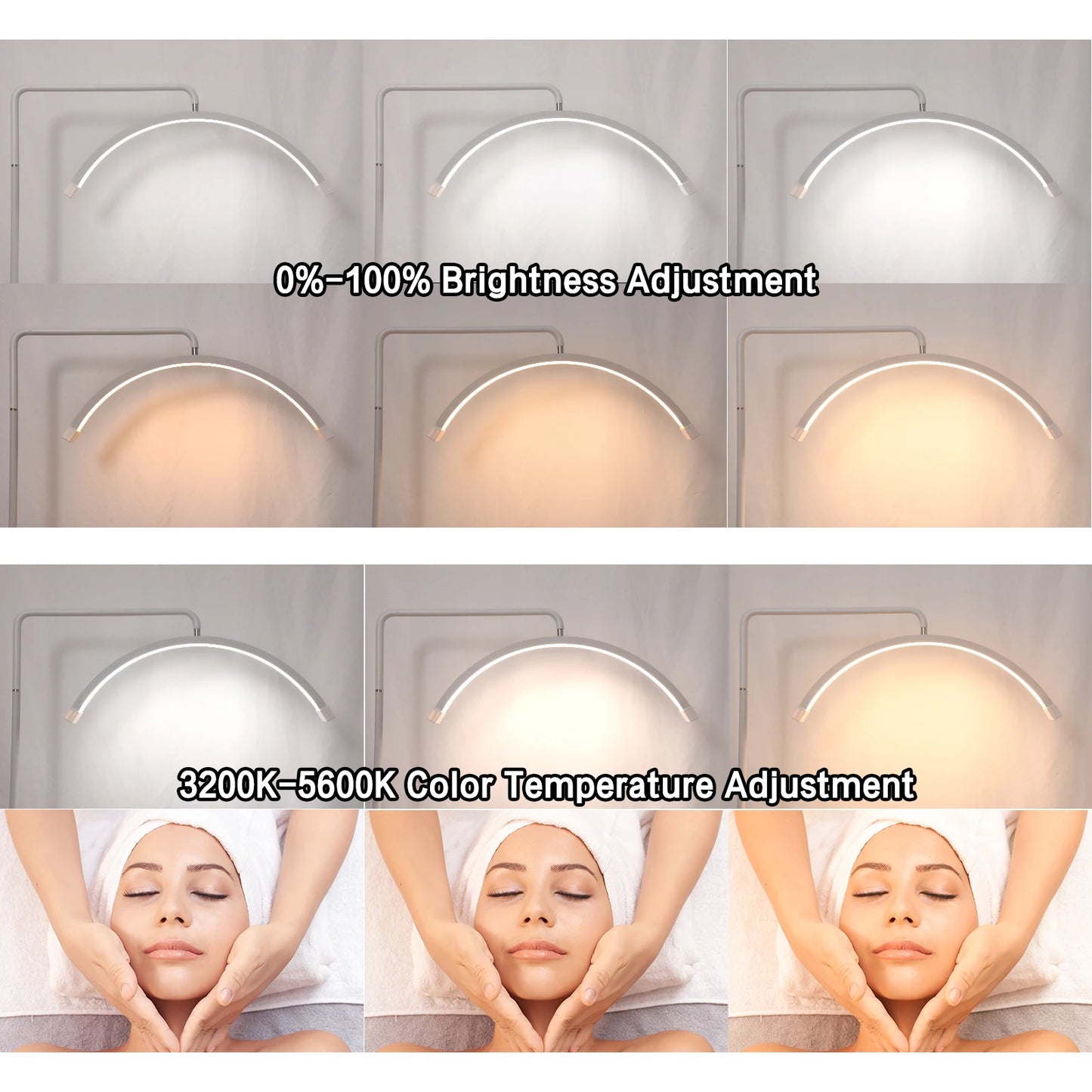 Fosoto LED Half-Moon Shaped Light Led Video Lash Light Floor Stand  Beauty Eyelash Tattoo Makeup