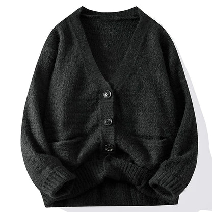 Cardigan V-neck Sweater Men Autumn Winter Fashion All Loose Casual Knitwear High-quality Fabric Comfortable Skin Breathable Coat