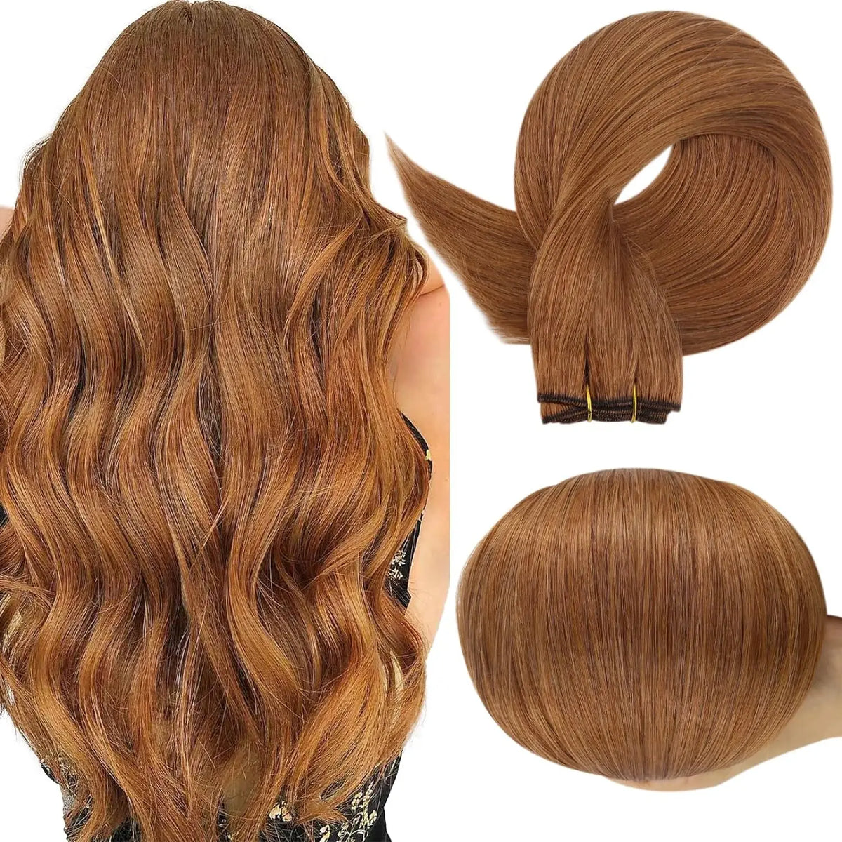 Full Shine Straight Human Hair Extensions Sew in Silky Skin Double Weft Hair Extensions For Salon