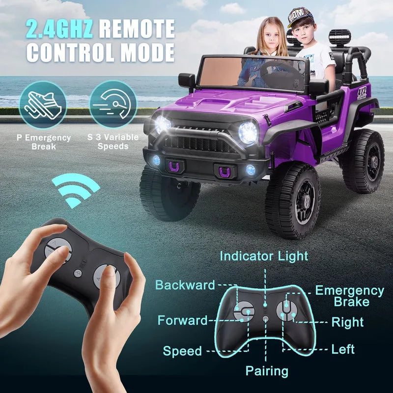 Two-seater Children's Truck With Parental Control  Children's Off-road Vehicle  Independent Seat Belt  Purple Electric Vehicle