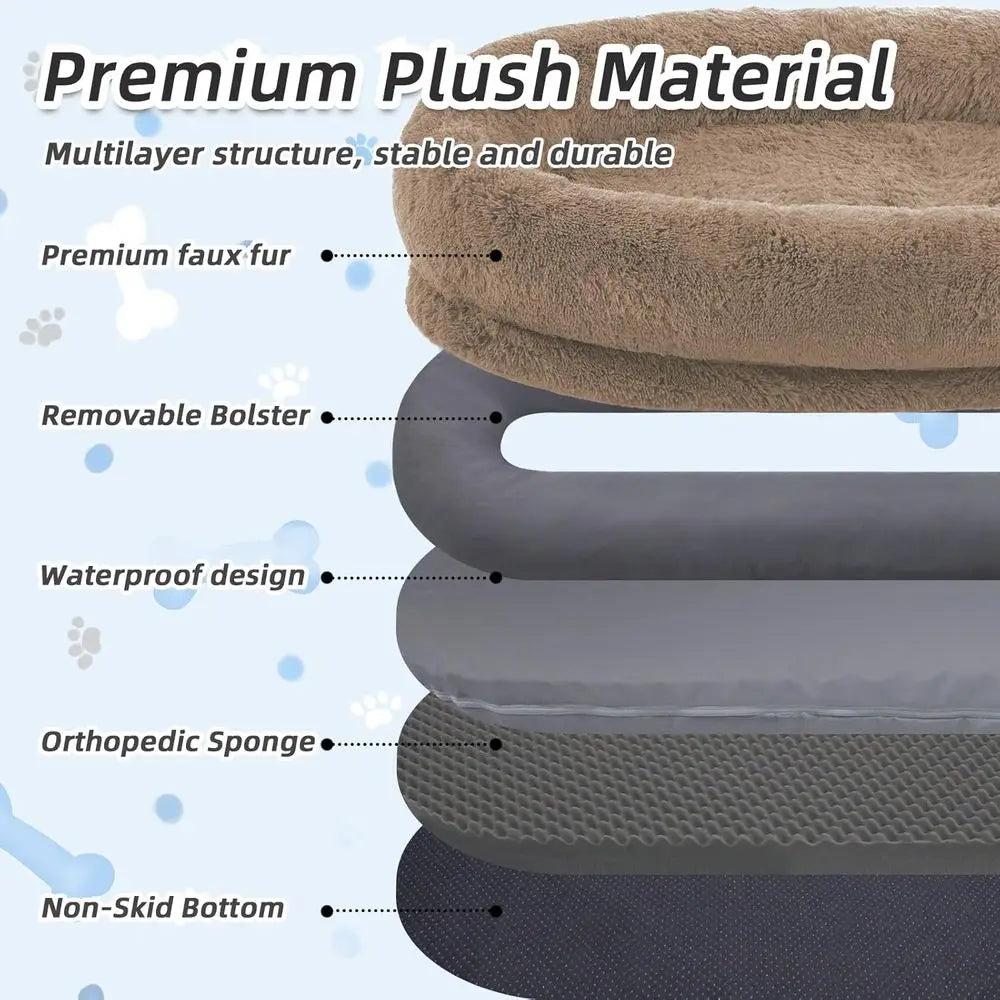 Human Dog Bed, Large Dog Beds for Humans Size Fits You and Pets, Washable Faux Fur Orthopedic Human Pet Bed for People Doze Off,