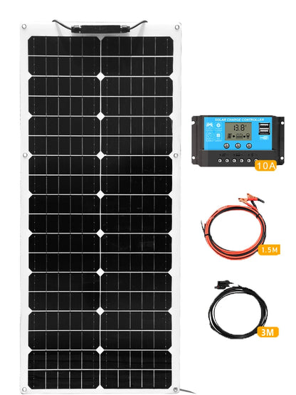 12V Flexible Solar Panel Kit Monocrystalline Solar Cell 50W 100W 120W 240W PV For Home RV & Boat solar power China Drop Shipping