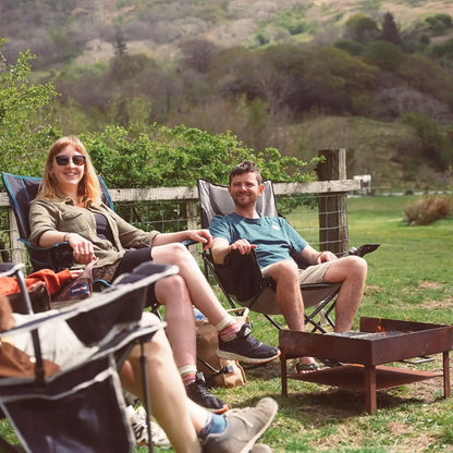 Heated Oversized Rocking Camping Chair, 500 LBS Folding Patio Recliner, Portable Outdoor Camp Rocker