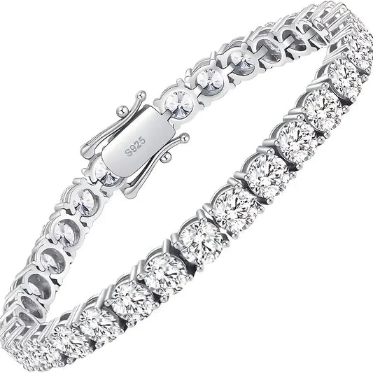 Morganite tennis bracelet, featuring 17-25 carat lab-grown diamonds. This women's tennis bracelet is plated with 18k white gol