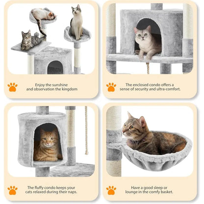 79 inches Cat Tree Multi-Level Cat Tower with Scratching Post Indoor Cat Condo Pet Stand Play House urniture Kitten Kitty Activi