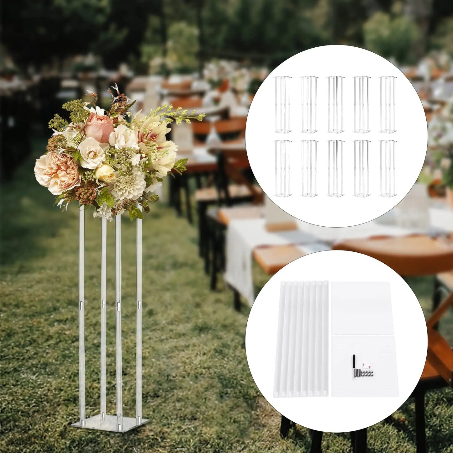 10 Pcs Acrylic Vase Column Stand 31.5 Inch Tall Centerpiece Wedding Decoration Vase Elegant Acrylic Flower Stand Tabletop Displa