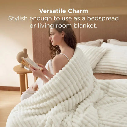 Fluffy Comforter Set Queen Super Soft Faux Fur Bed Set Cream White, Warm Plush Fleece Winter Bedding, 3 Pieces, 1 Shaggy Fuzzy A