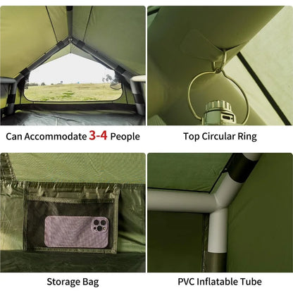 Inflatable Camping Tent with Hand Pump Waterproof Outdoor Blow up Tent 28 Person Ox 4 Season Glamping Air Tent Cabin House with