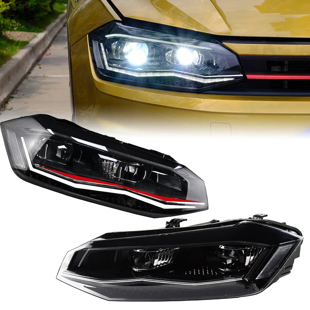Headlight For VW POLO 2019-2021 Car автомобильные товары LED DRL Hella Xenon Lens Hella Hid H7 POLO  Car Accessories