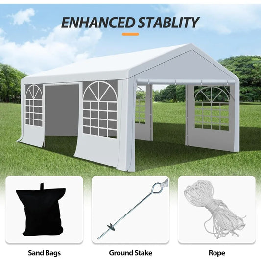 Heavy-Duty 13x20 Foot Outdoor Wedding Party Tent with Detachable Sidewalls for Events and Shelters