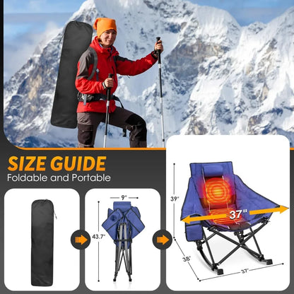 Oversized Padded Heated Camping Chair with 20000mAh Power Bank and Carry Bag