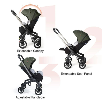 Adjustable baby stroller，Newborn travel car, lightweight and foldable, adjustable handle, can be pushed in both directions