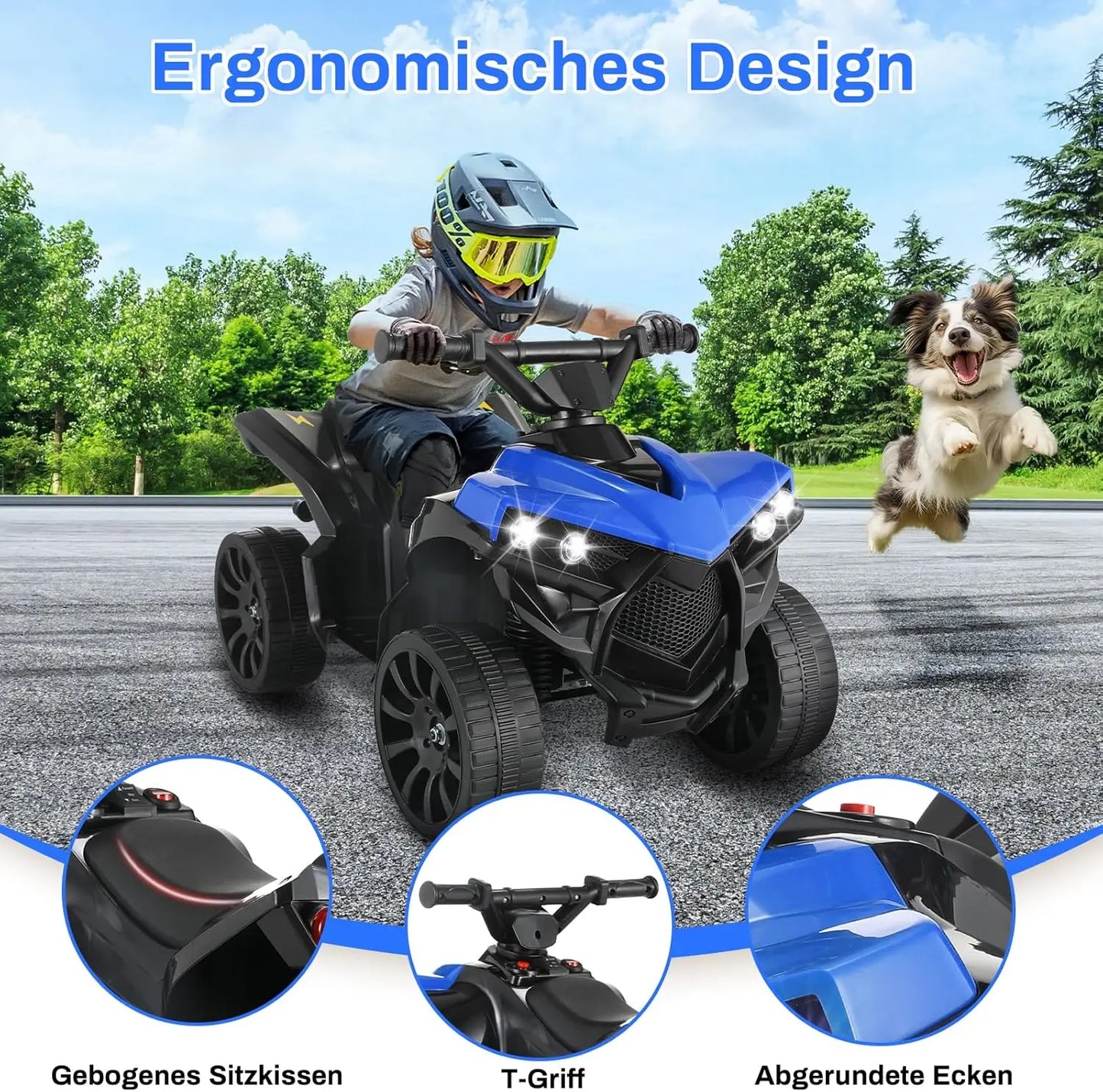 Kids Ride On ATV Electric Off-Road Quad Car 6V Battery Powered W/Music, Light