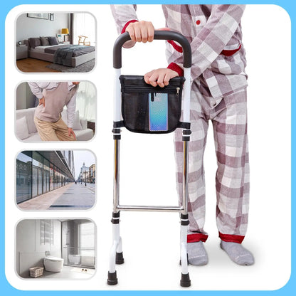 Adjustable Height Walking Cane with Anti-Slip Design, Supports Up to 300lb for Elderly and Mobility Aid