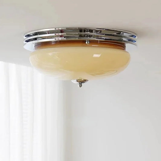 Modern French style bedroom ceiling light Bauhaus retro room light cream wind glass balcony light fixture lamp