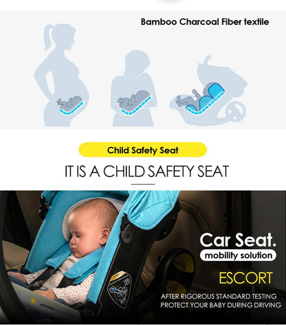 2-in-1 Portable Baby Stroller Foldable Lightweight Travel System Pram with Car Safety Seat Buggy Newborn New Model Carriage