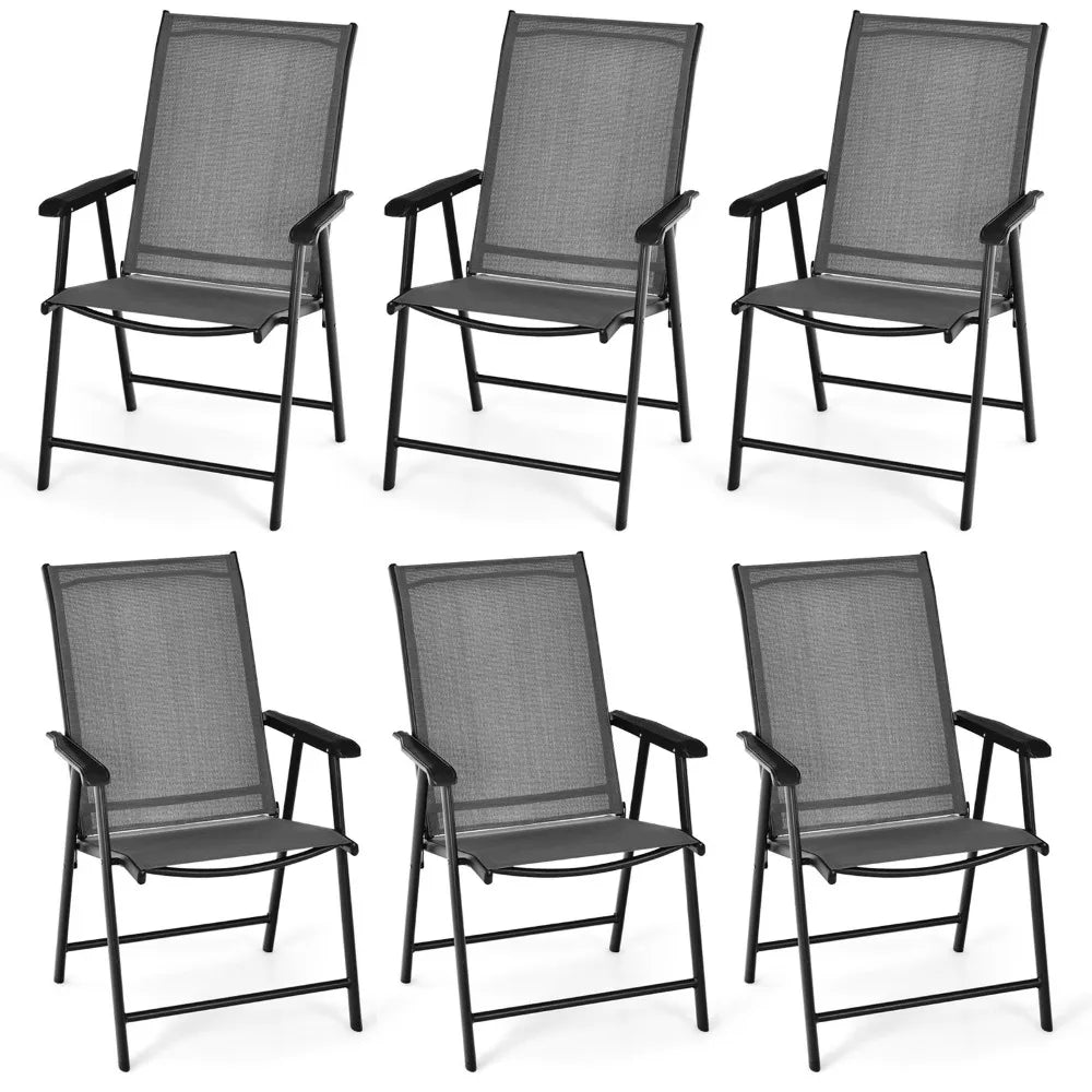Set of 6 Outdoor Patio Folding Chairs Camping Deck Garden Pool Beach W/Armrest