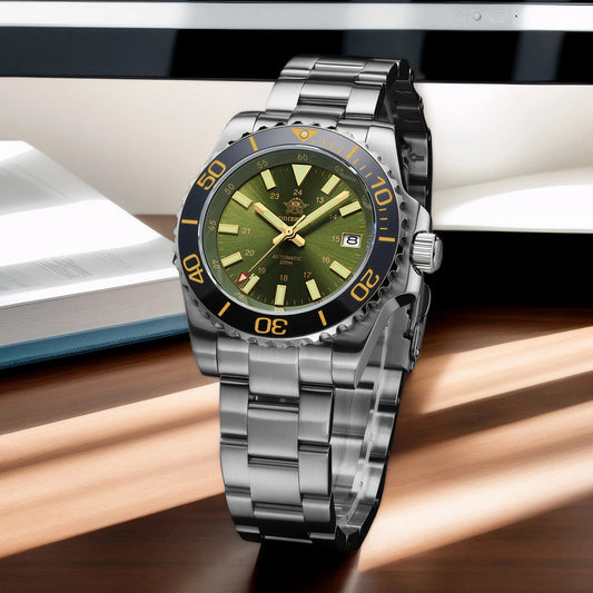 ADDIESDIVE Men Automatic Mechanical Diving Watch 200 Meter Waterproof Super Luminous Stainless Steel Luxury Business Wristwatch