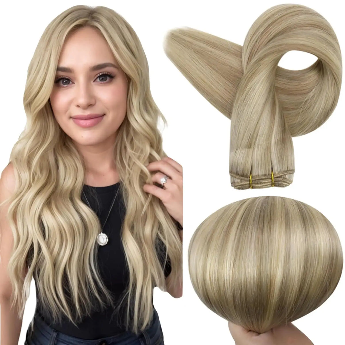 Full Shine Straight Human Hair Extensions Sew in Silky Skin Double Weft Hair Extensions For Salon