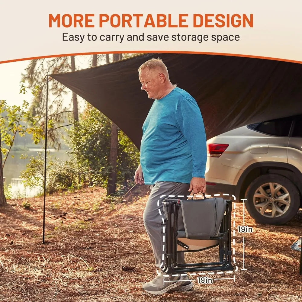 Rugged Aluminum Heated Camping Chair with Compact Design, Portable and Supports 400lbs