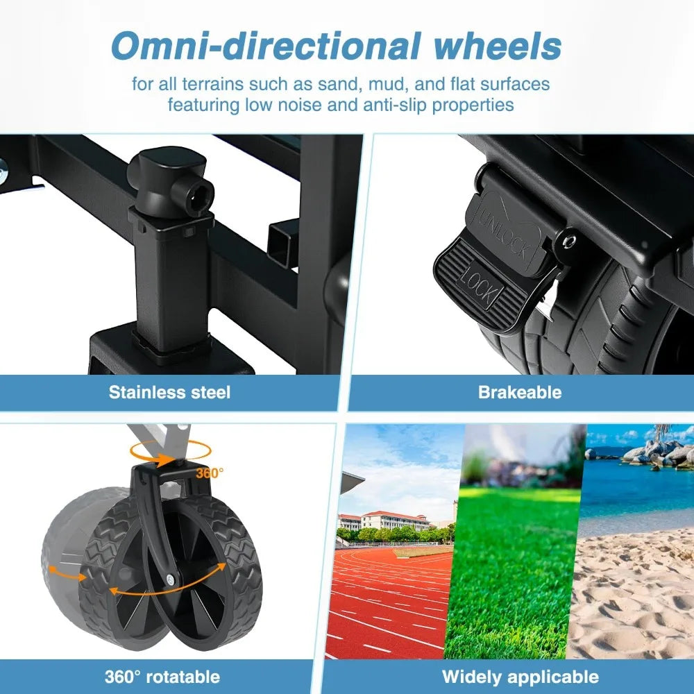 Foldable Wagon - 300lbs Collapsible Garden Carts with All Terrain Wheels for Outdoor Camping Sports Shopping Gardening - Heavy