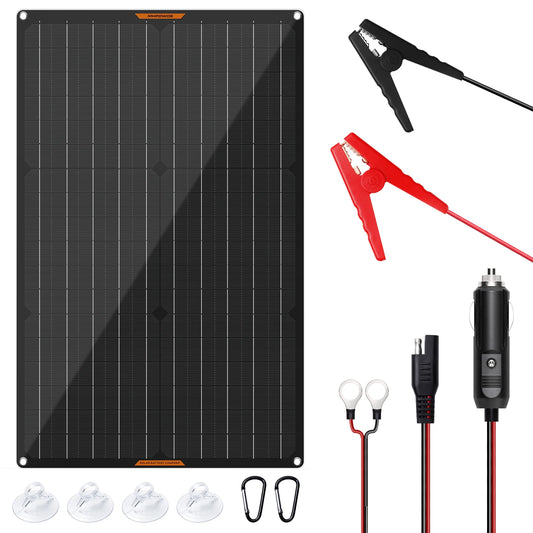 MHPOWOS Waterproof 30W 12V Solar Battery Charger & Maintainer 12 Volt Solar Panel Trickle Charging Kits for Car Boat Marine RV