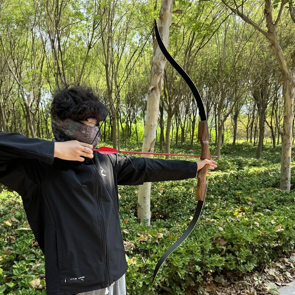Recurve Split Bow Set ILF 60 Inch 50/60lbs Detachable Wood Riser Right Hand for Archery Hunting Shooting Outdoor Sports