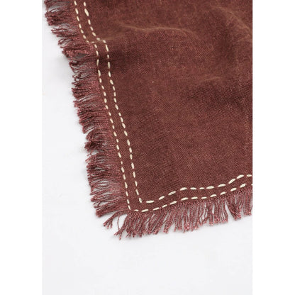 Stonewashed Linen Woven Throw Blanket with Fringe – 52X68