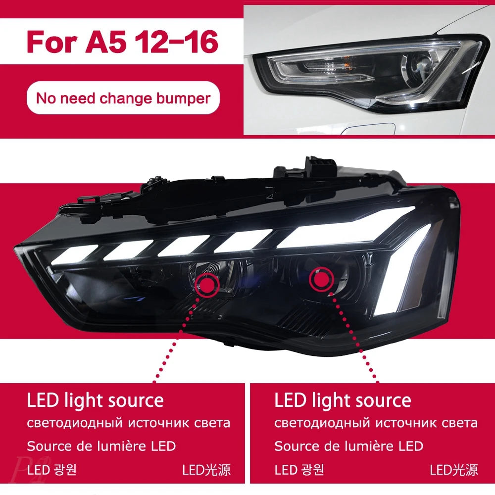 Head Light For Audi A5 2008-2016 автомобильные товары Head Lamp LED Lights Car Accessories Audi A5 Headlights