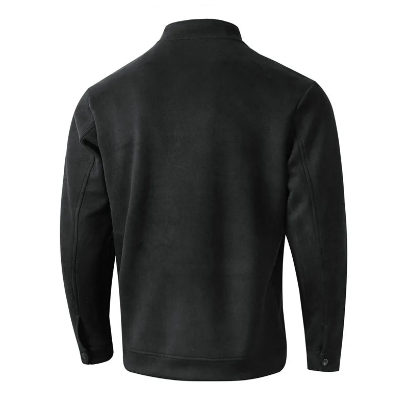 Autumn Winter Slim Fit round collar Jacket Men sportswear Casual Zipper Cardigan Coat pure color Male Fashion long sleeve Jacket