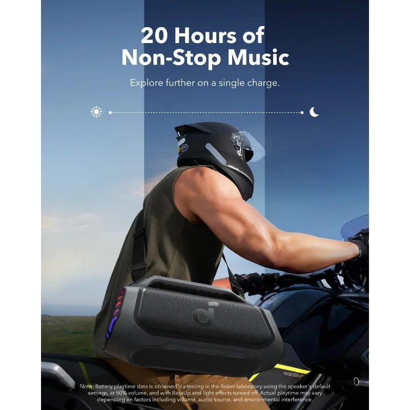 Boom 2 Plus Outdoor Speaker, 140W, 2+2 Channel, BassUp 2.0, 20H, Fast Charge, IPX7 Waterproof, RGB Lights, USB-C, Power Bank