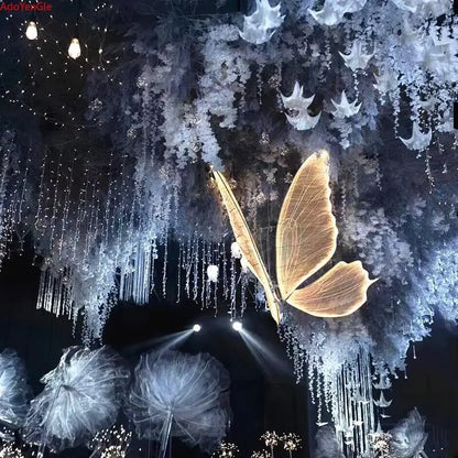 Wedding Ceiling Light Butterflies LED Lace Lamp Romantic Creative Hanging Butterfly Road Load Walkway on Party Stage Lights.