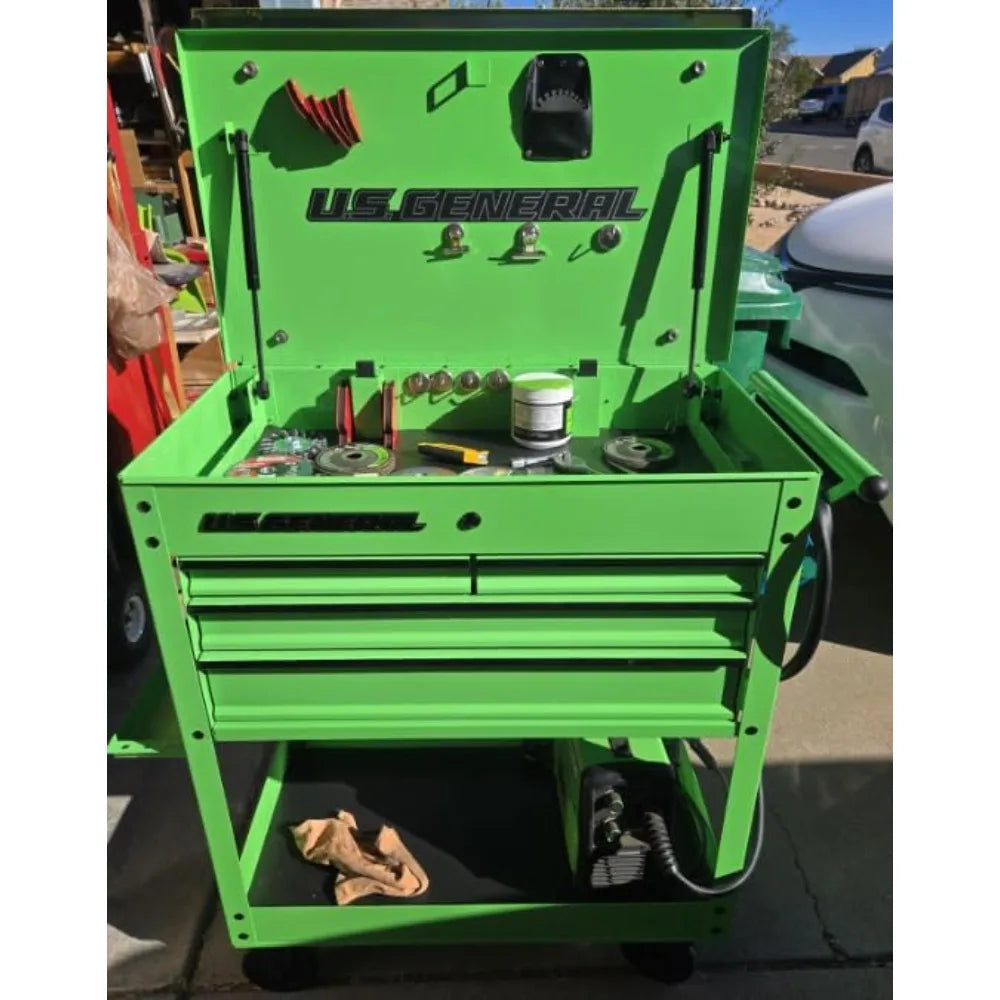 Roller Cart Tool Cabinet Storage Chest Box Glossy 4 Drawer 580 Lb. Capacity - GreenCustomized